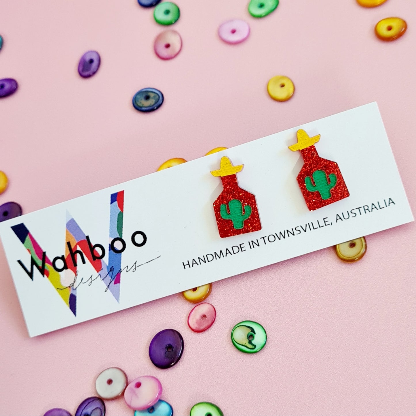 Tequila and Shot Glass Stud Earrings