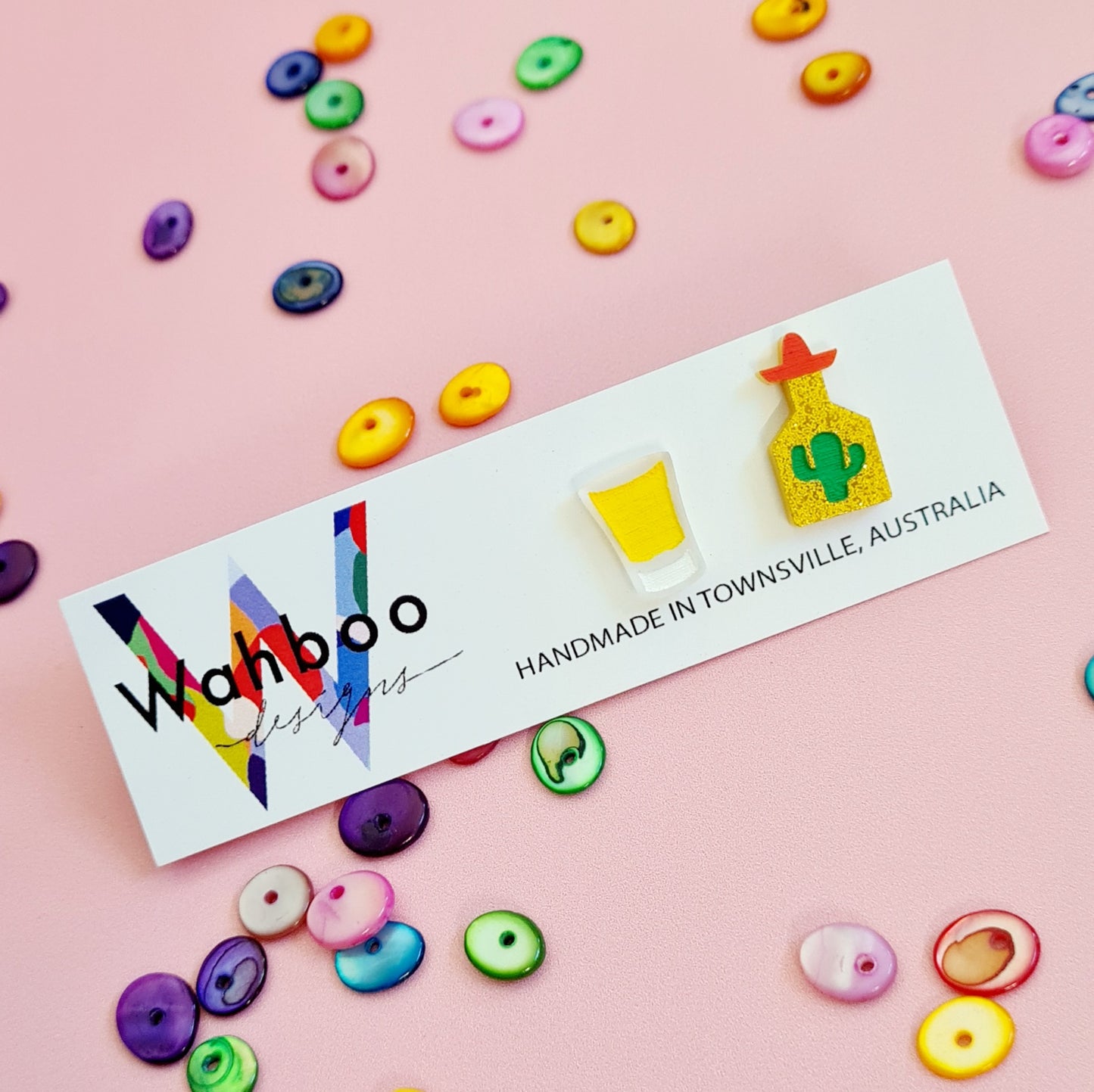 Tequila and Shot Glass Stud Earrings