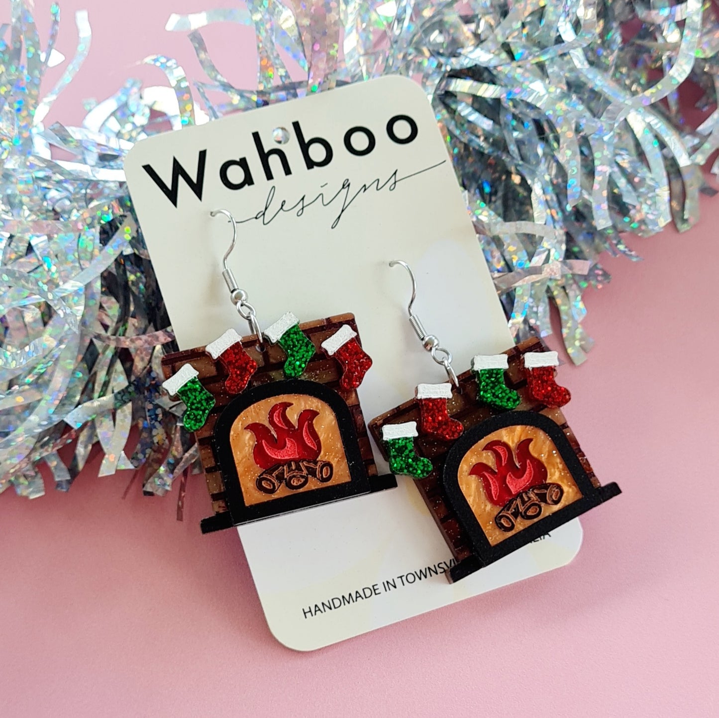 Christmas Fireplace Dangle Earrings