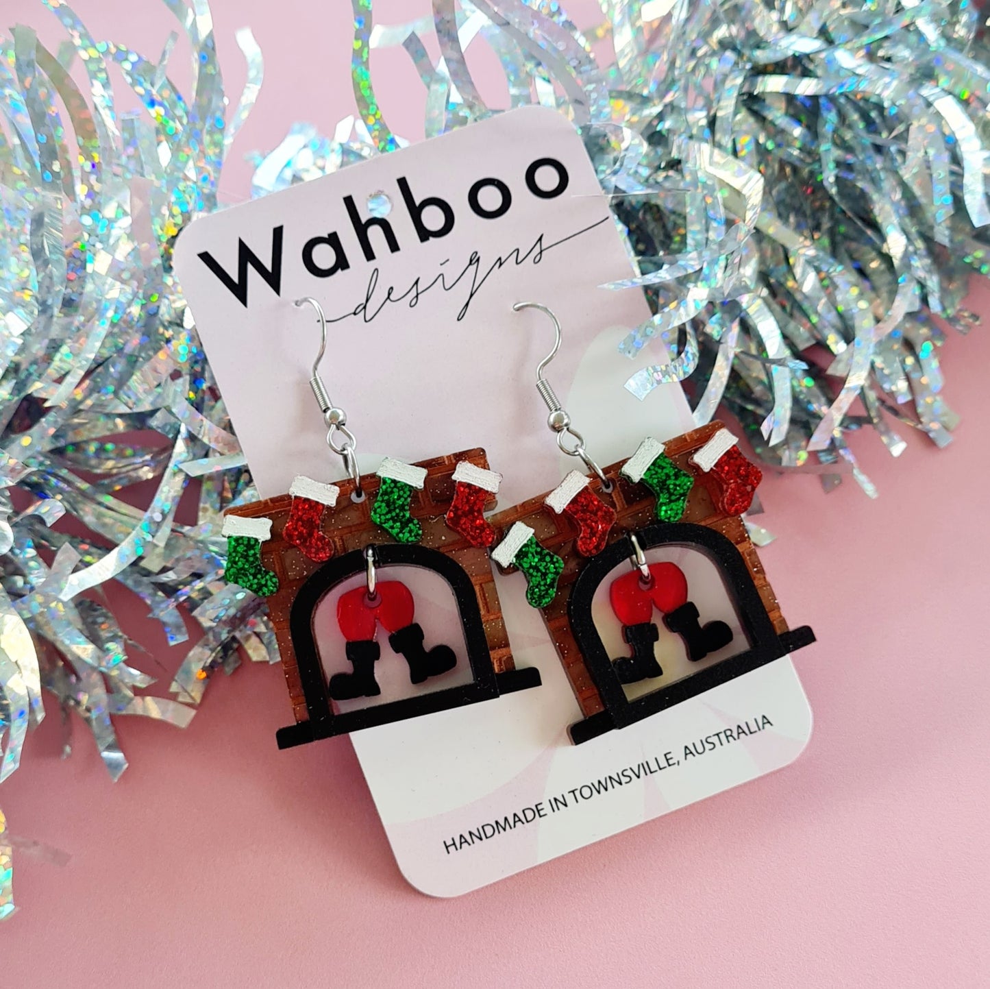 Christmas Fireplace Dangle Earrings