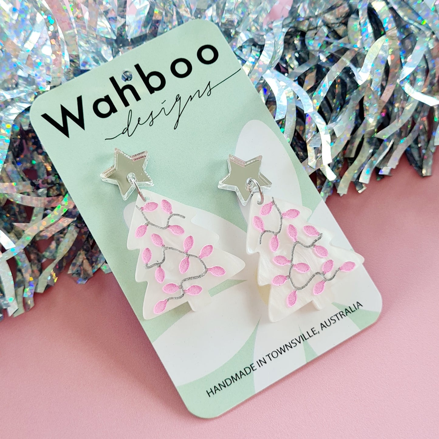 Christmas Tree & Lights Dangle Earrings