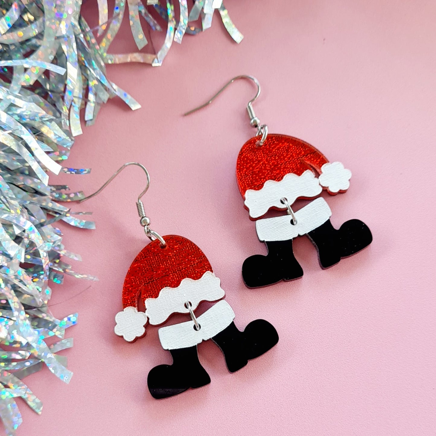Christmas Santa Hat and Boots Dangle Earrings