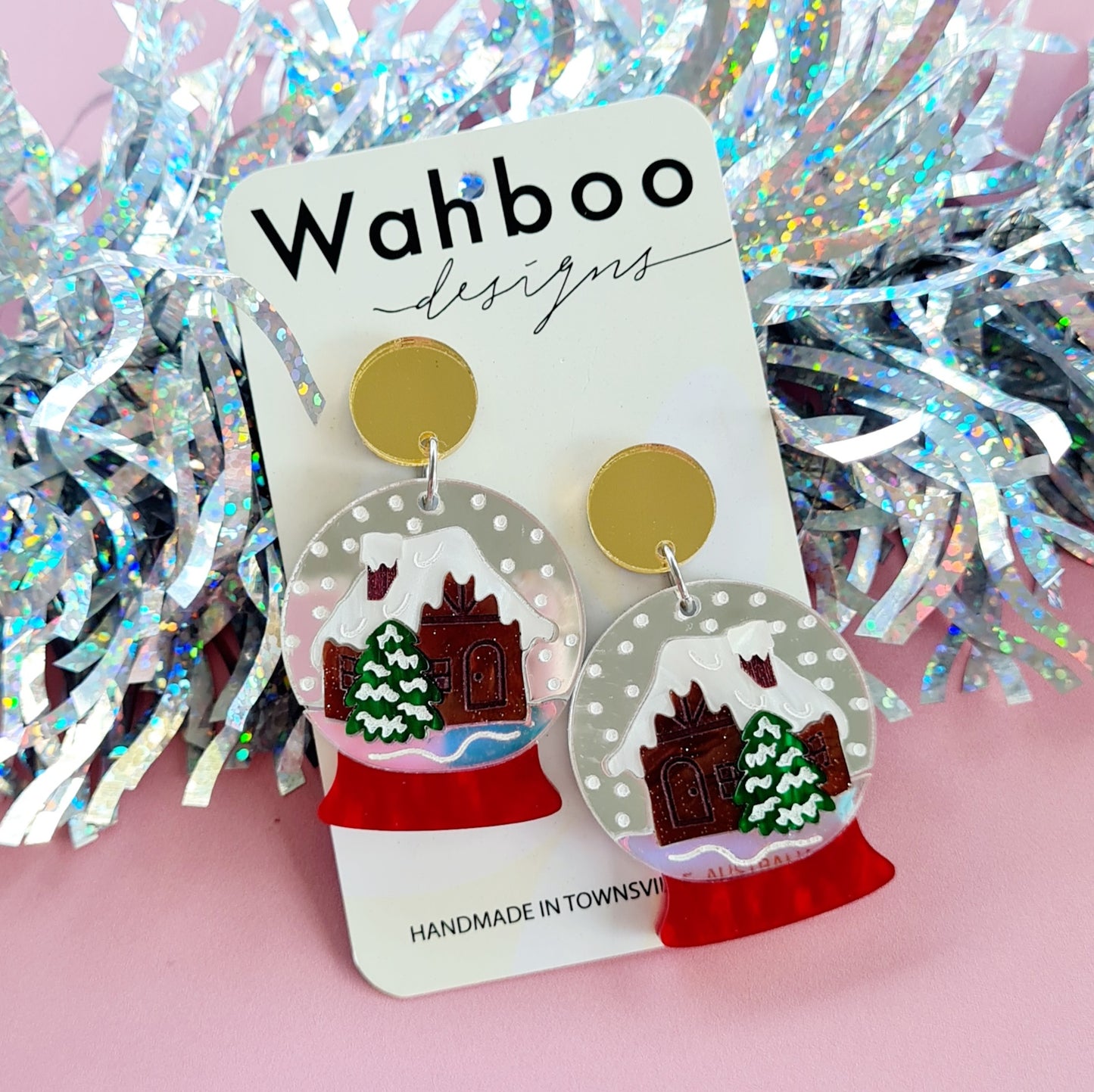 Christmas Snow Globe Dangle Earrings