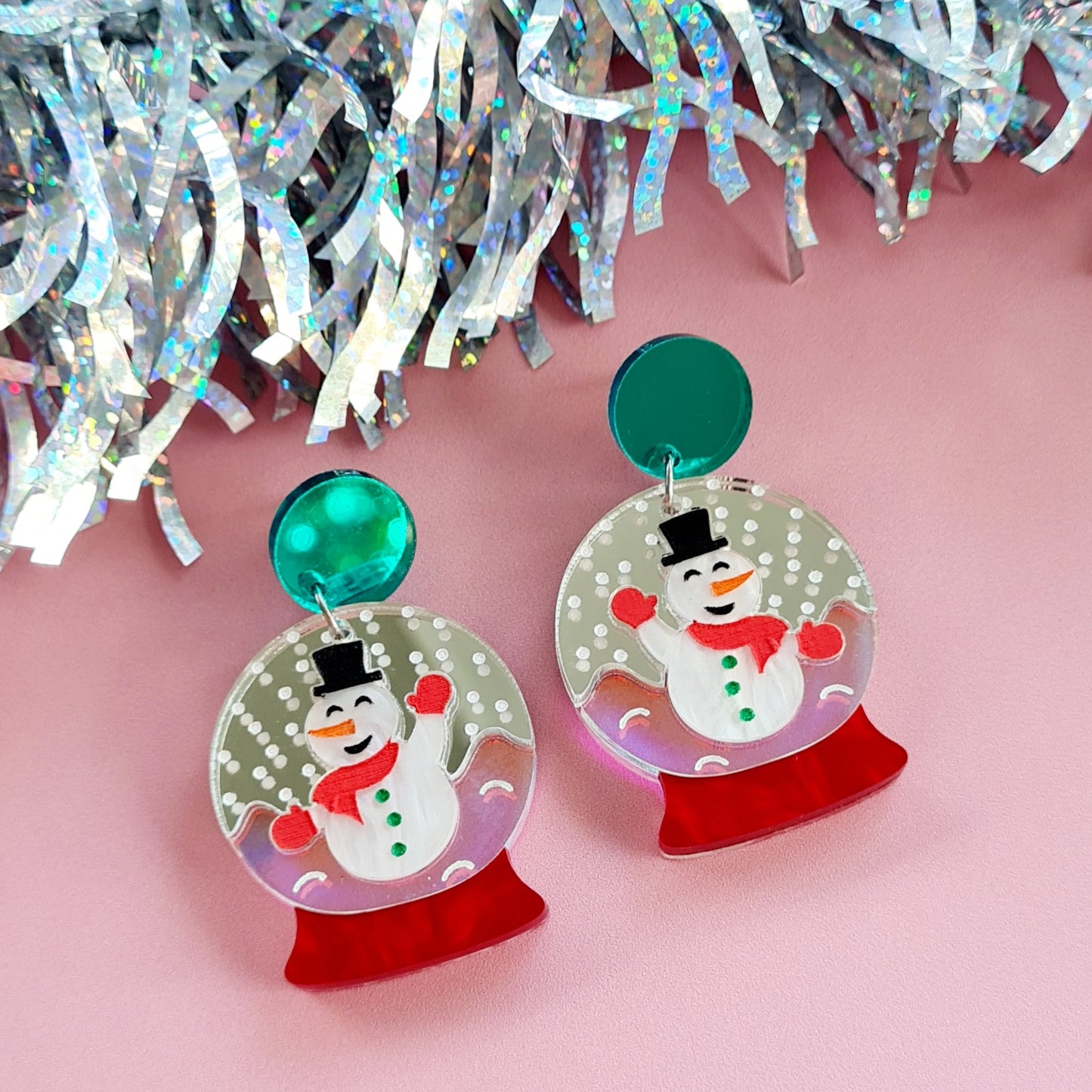 Christmas Snow Globe Dangle Earrings