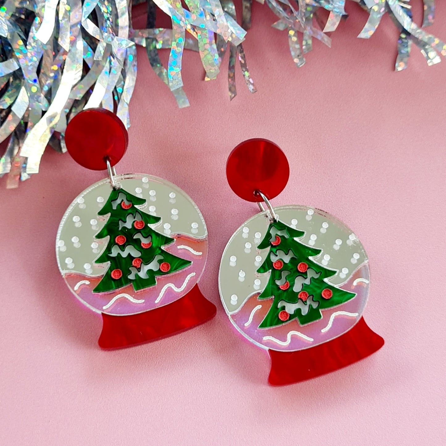 Christmas Snow Globe Dangle Earrings