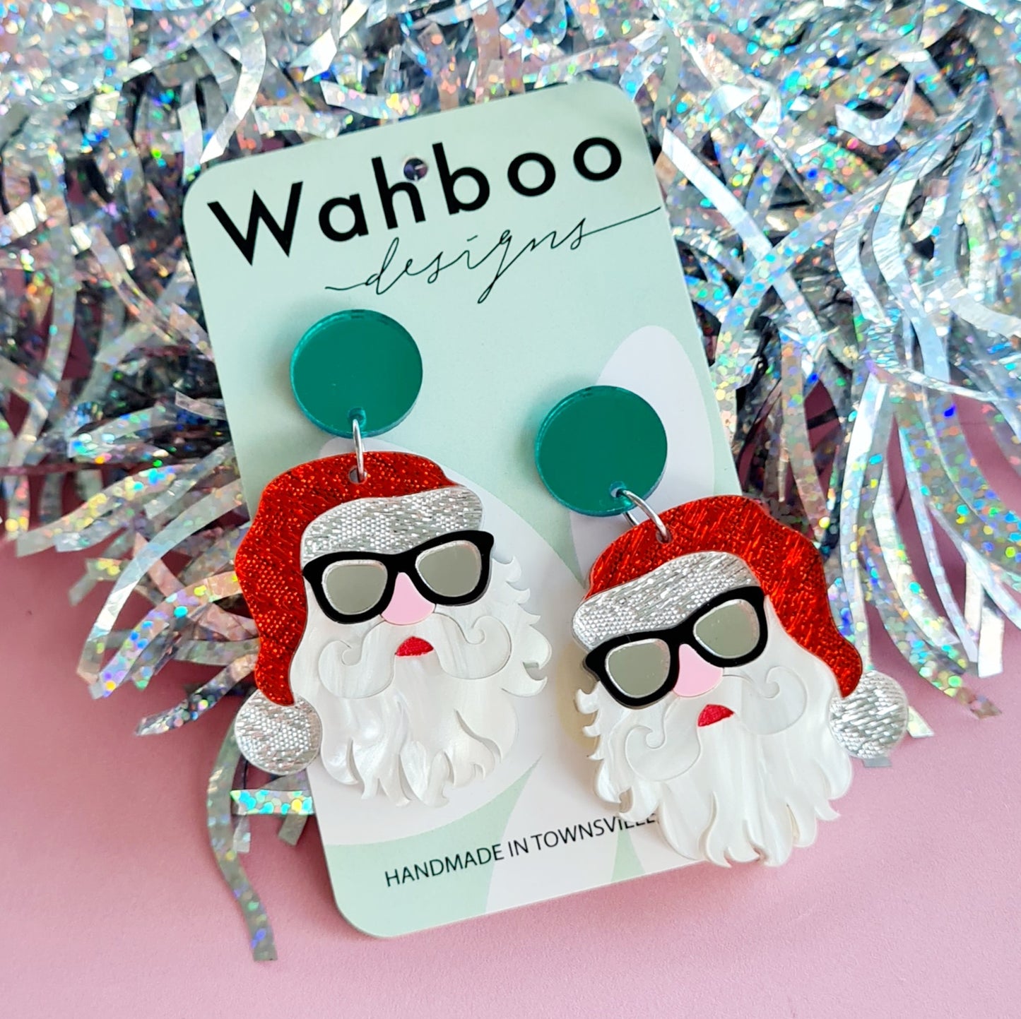 Christmas Cool Santa Face Dangle Earrings