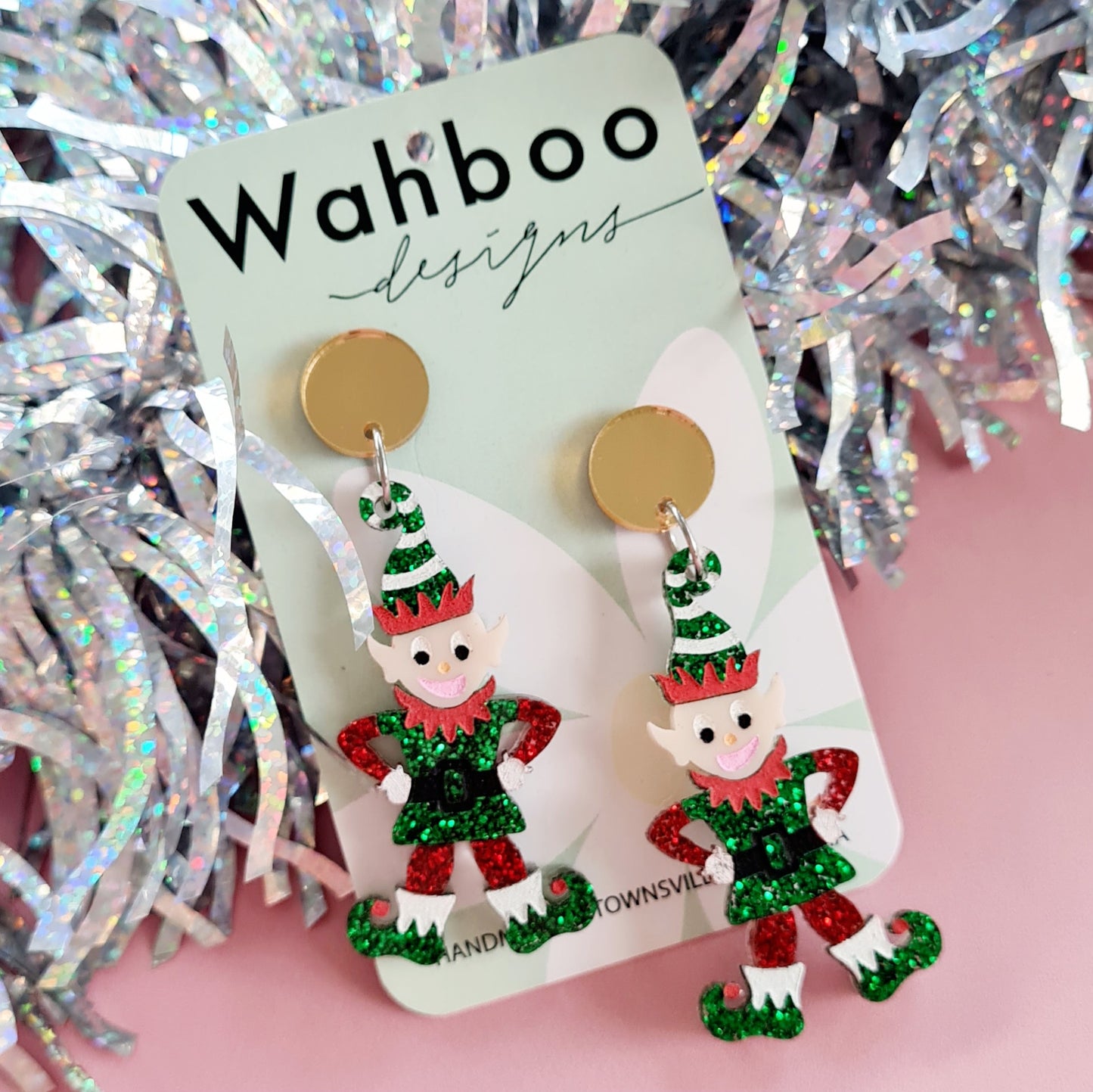 Christmas Happy Elf Dangle Earrings