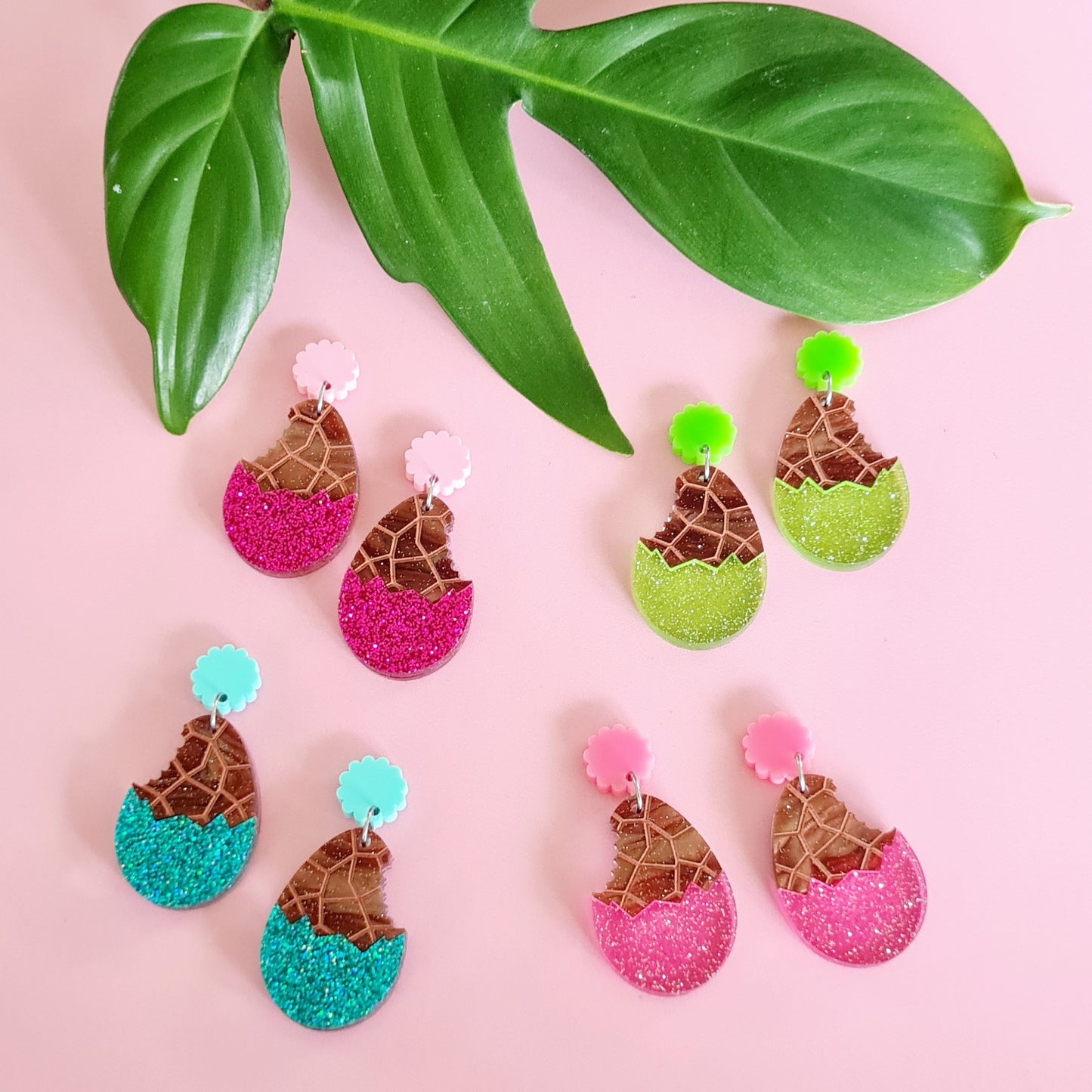 Easter Egg with Bite Dangle Earrings