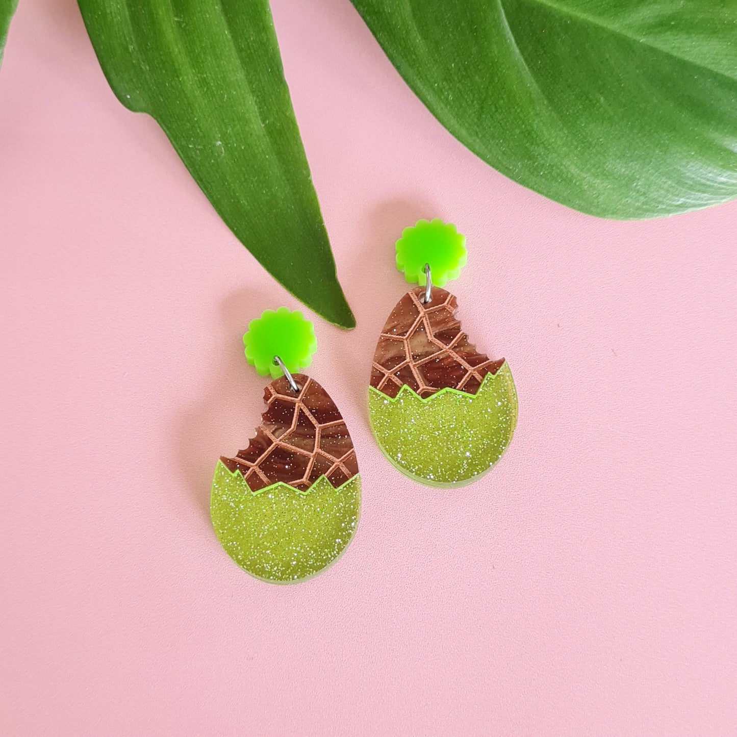 Easter Egg with Bite Dangle Earrings