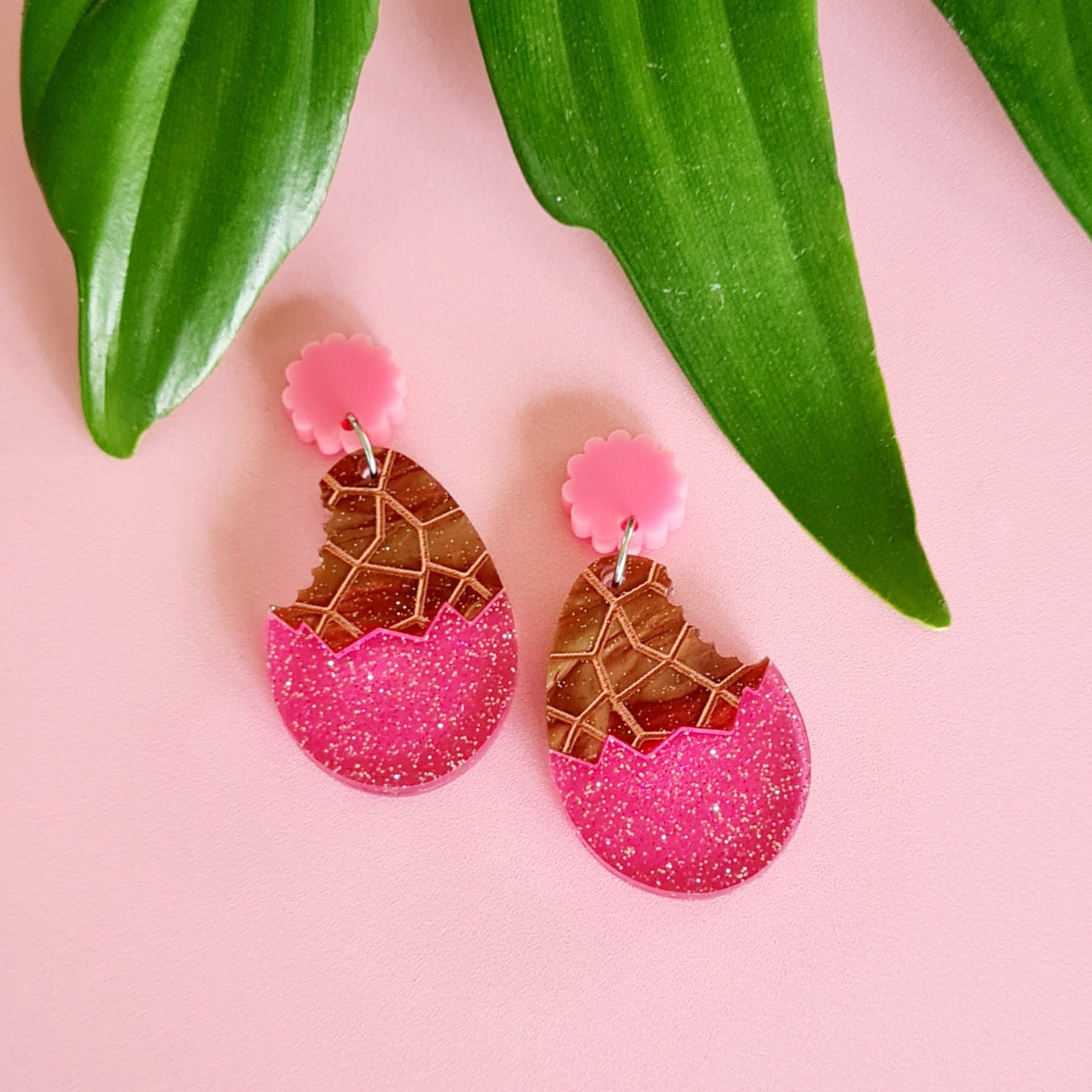 Easter Egg with Bite Dangle Earrings