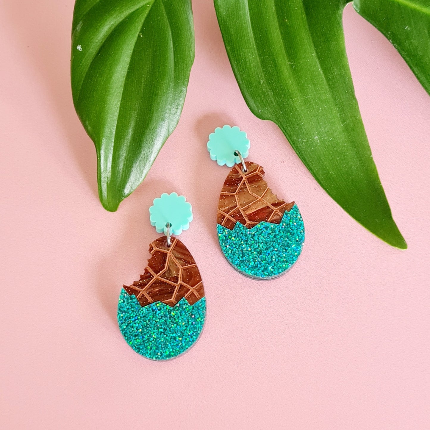 Easter Egg with Bite Dangle Earrings