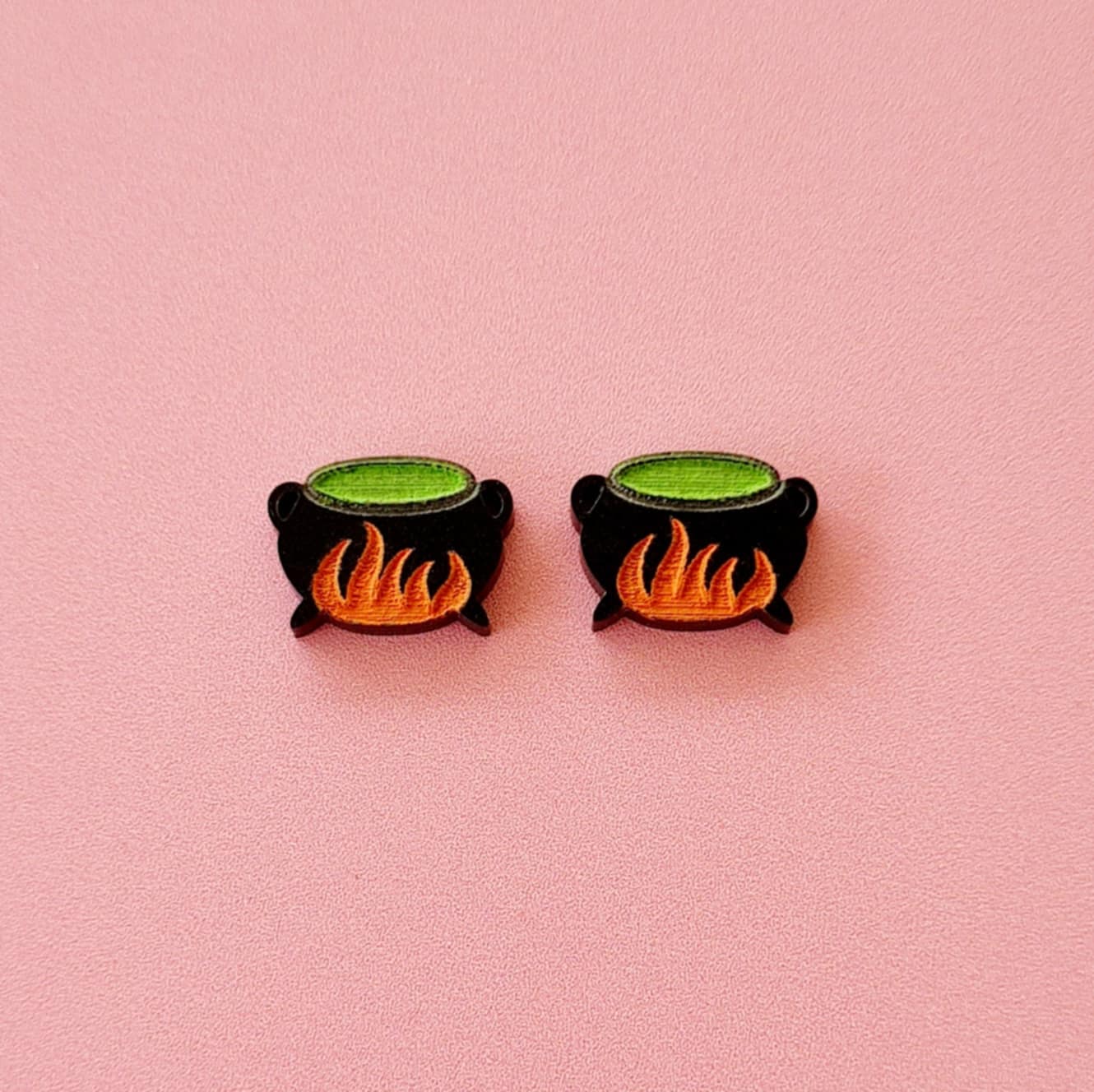 Halloween Witch's Cauldron Stud Earrings