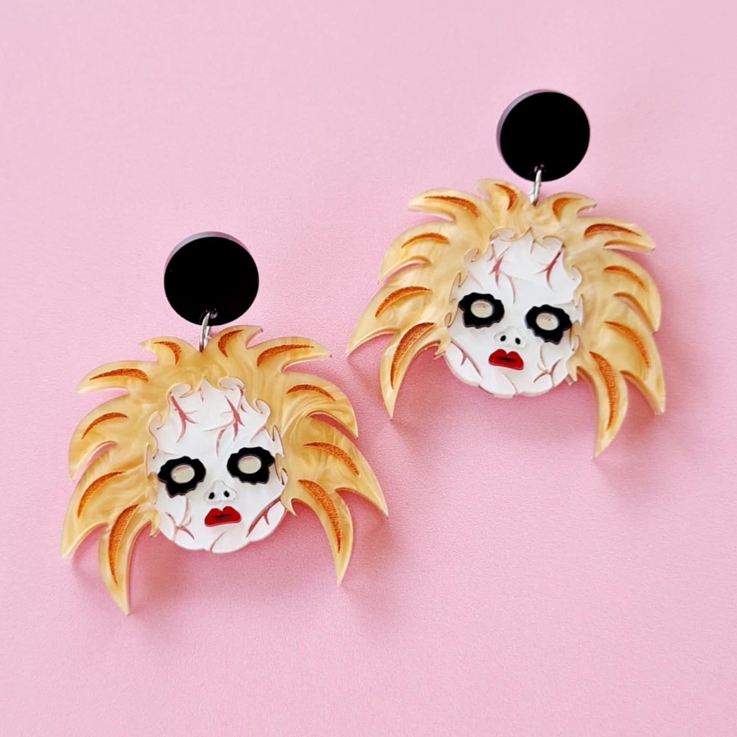 Halloween Doll Face Dangle Earrings