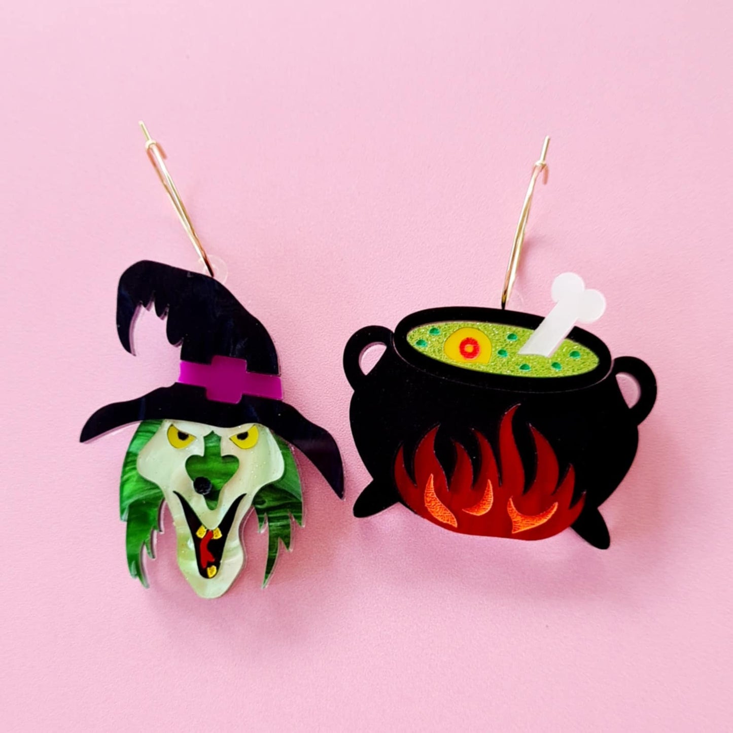 Halloween Witch's Cauldron Dangle Earrings