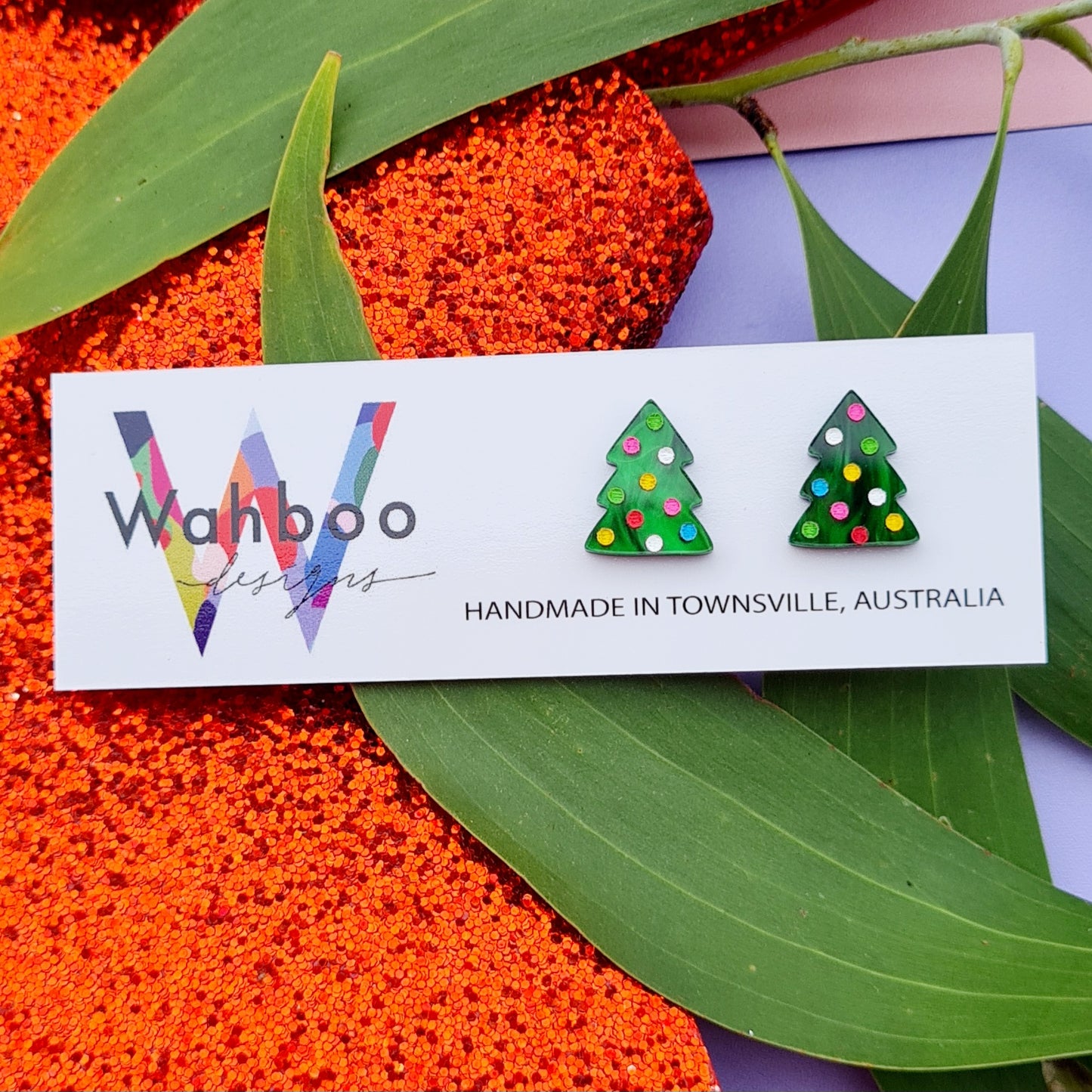 Christmas Tree with Lights Stud Earrings