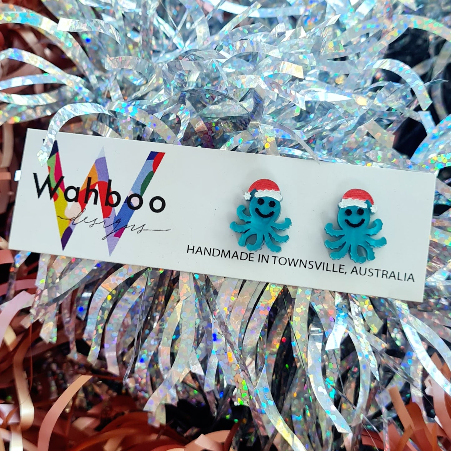 Christmas Octopus Stud Earrings