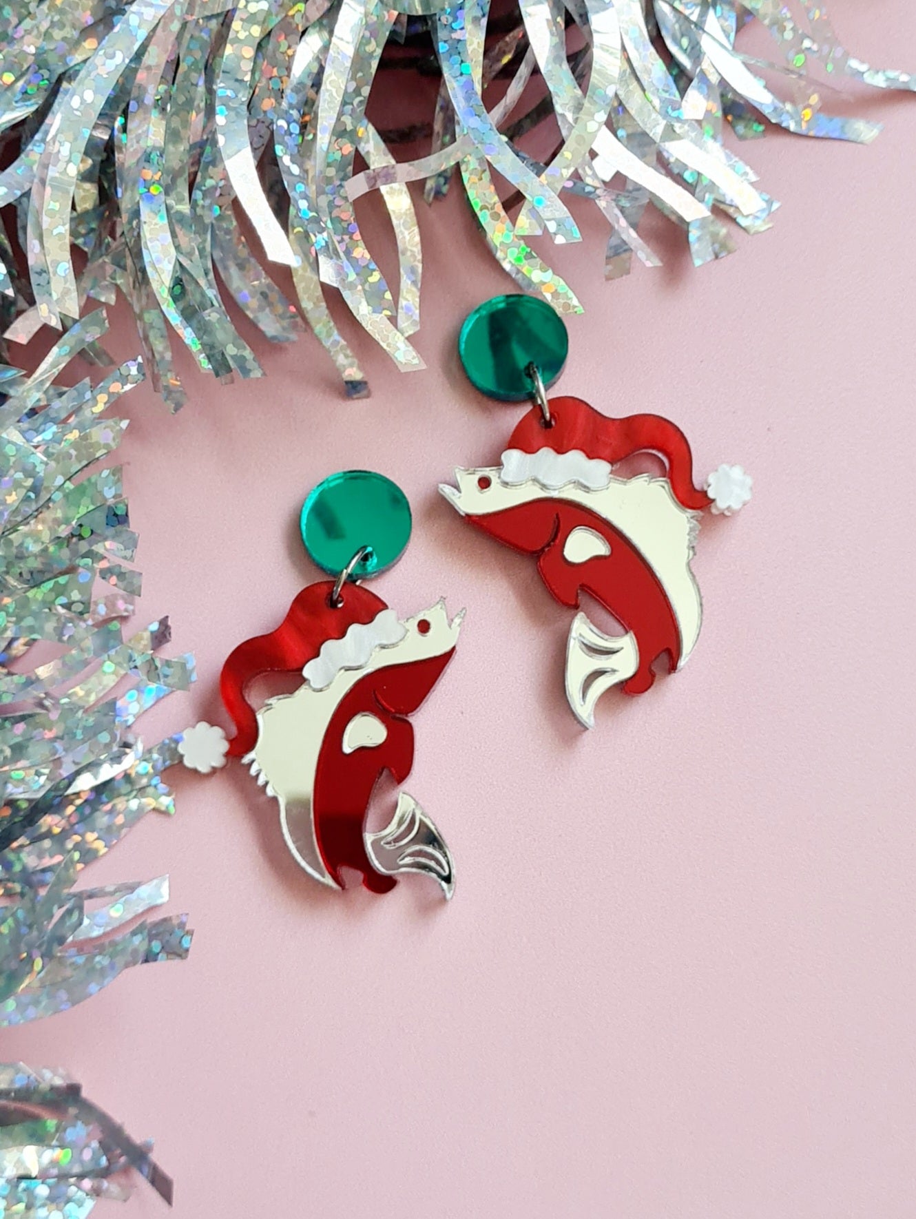 Christmas Barramundi Dangle Earrings