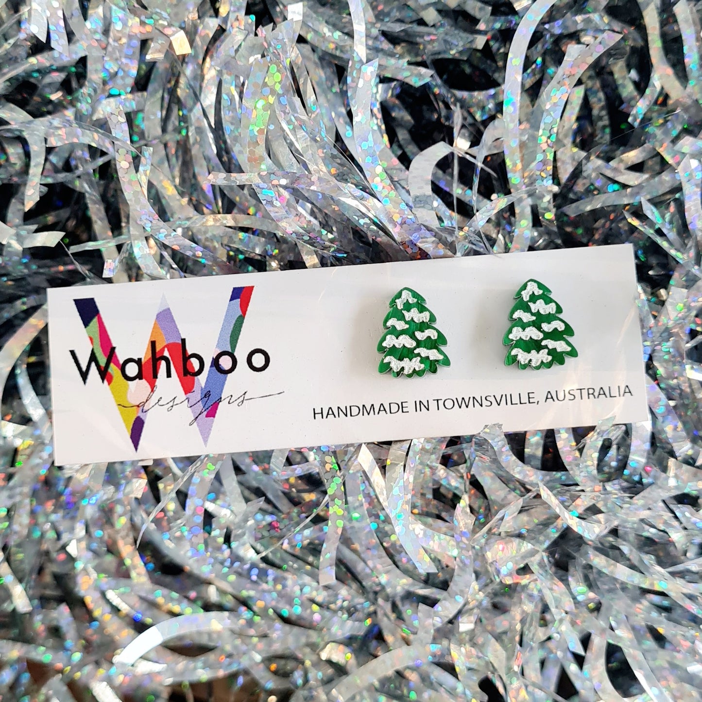 Christmas Tree with Snow Stud Earrings