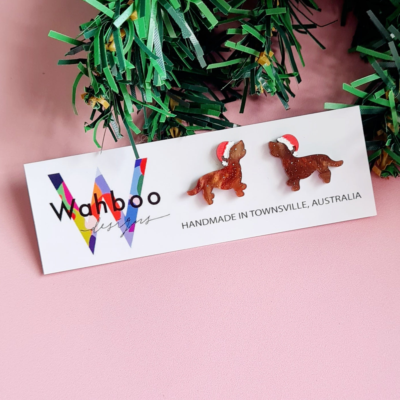 Christmas Dachshund Sausage Dog Stud Earrings