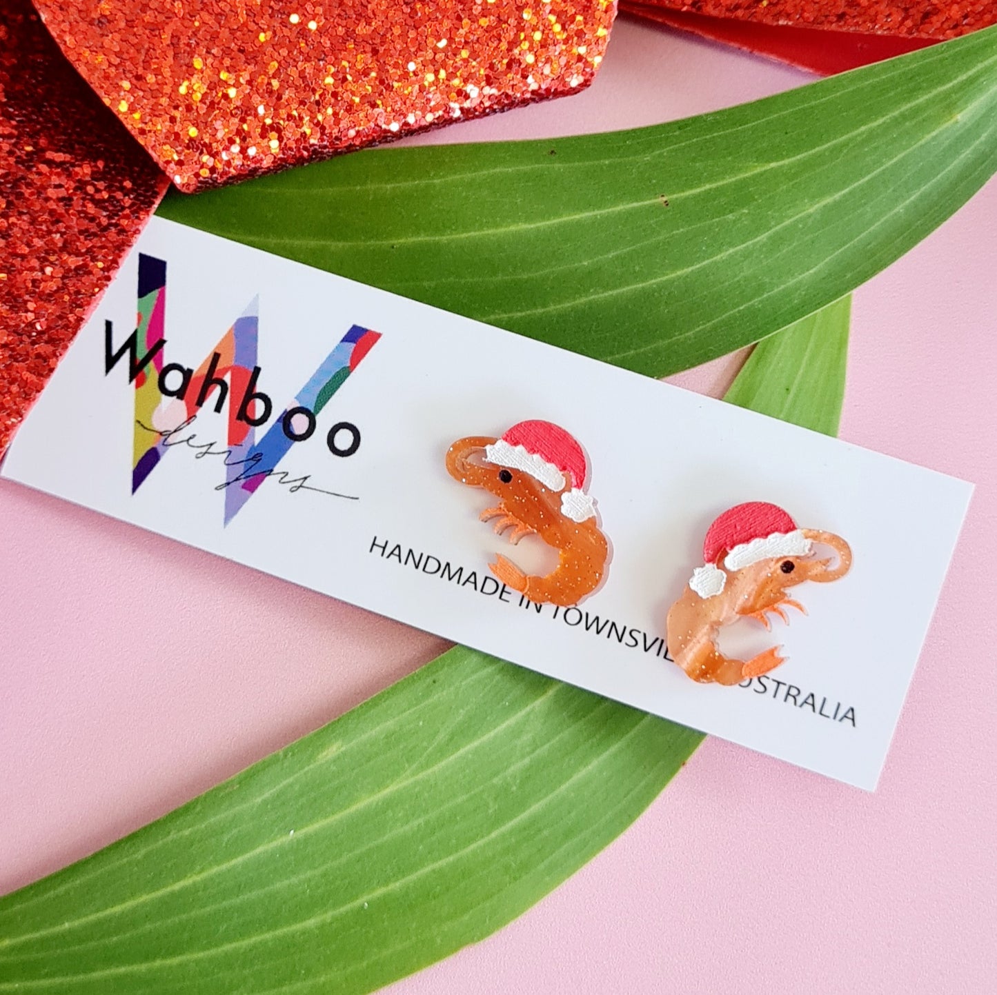 Christmas Prawn Stud Earrings