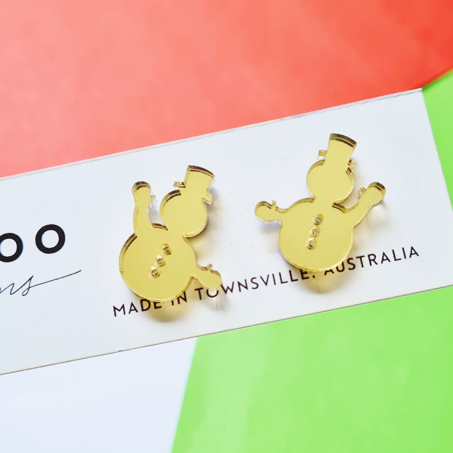 Christmas Snowman Waving Stud Earrings