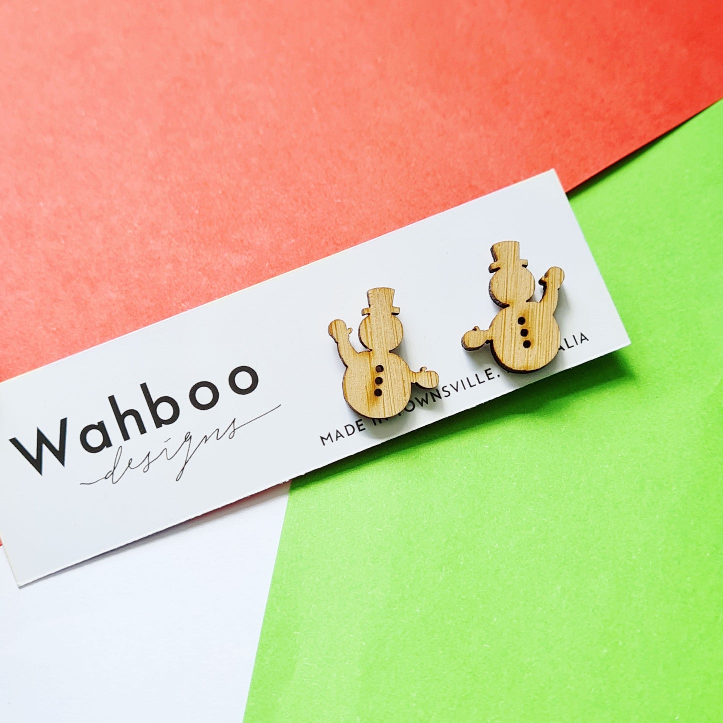 Christmas Snowman Waving Stud Earrings