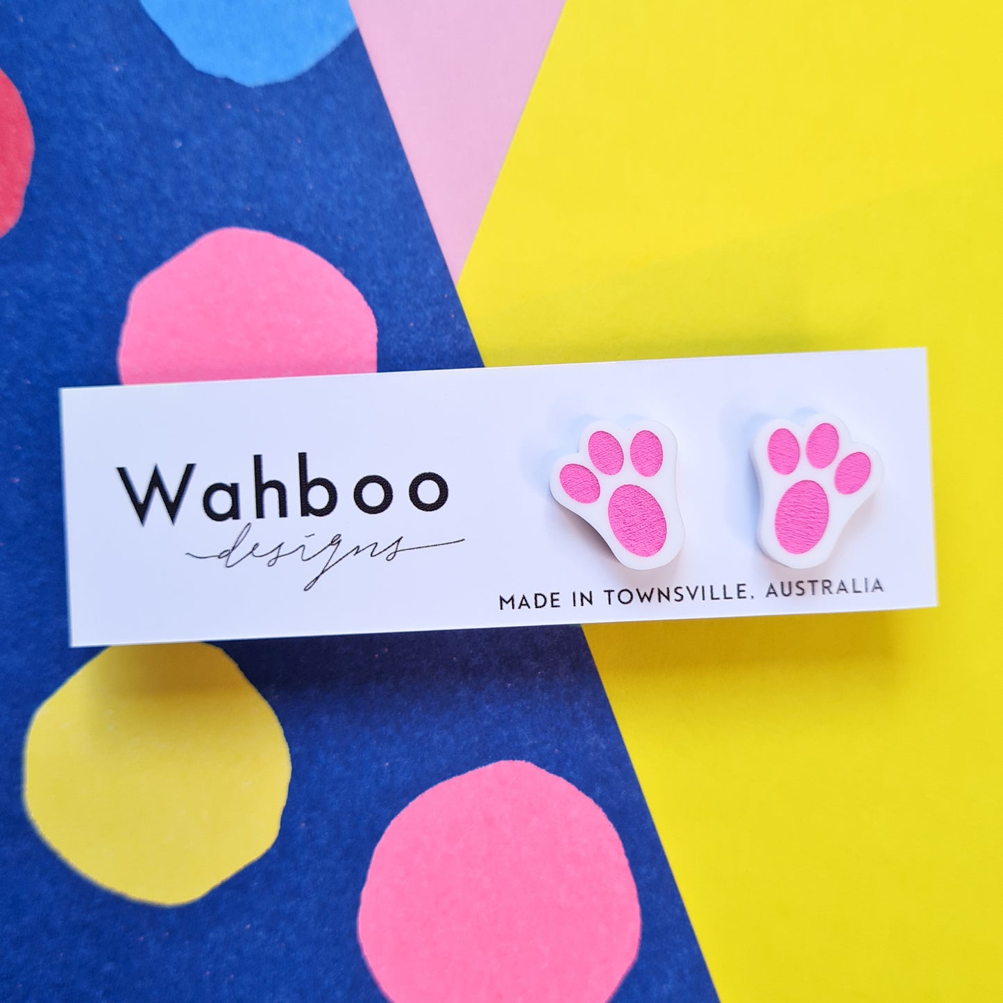 Easter Bunny Paw Print Stud Earrings