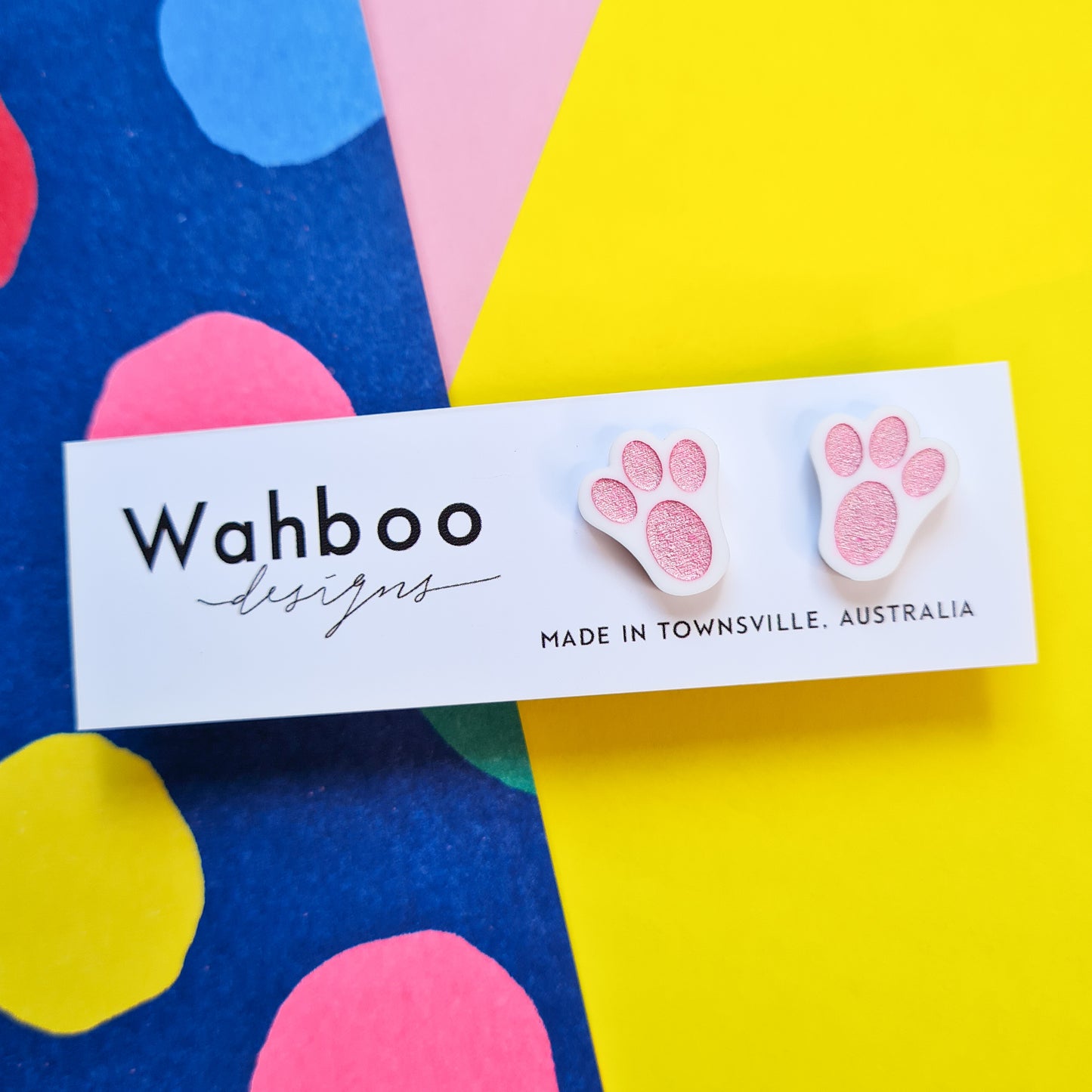 Easter Bunny Paw Print Stud Earrings