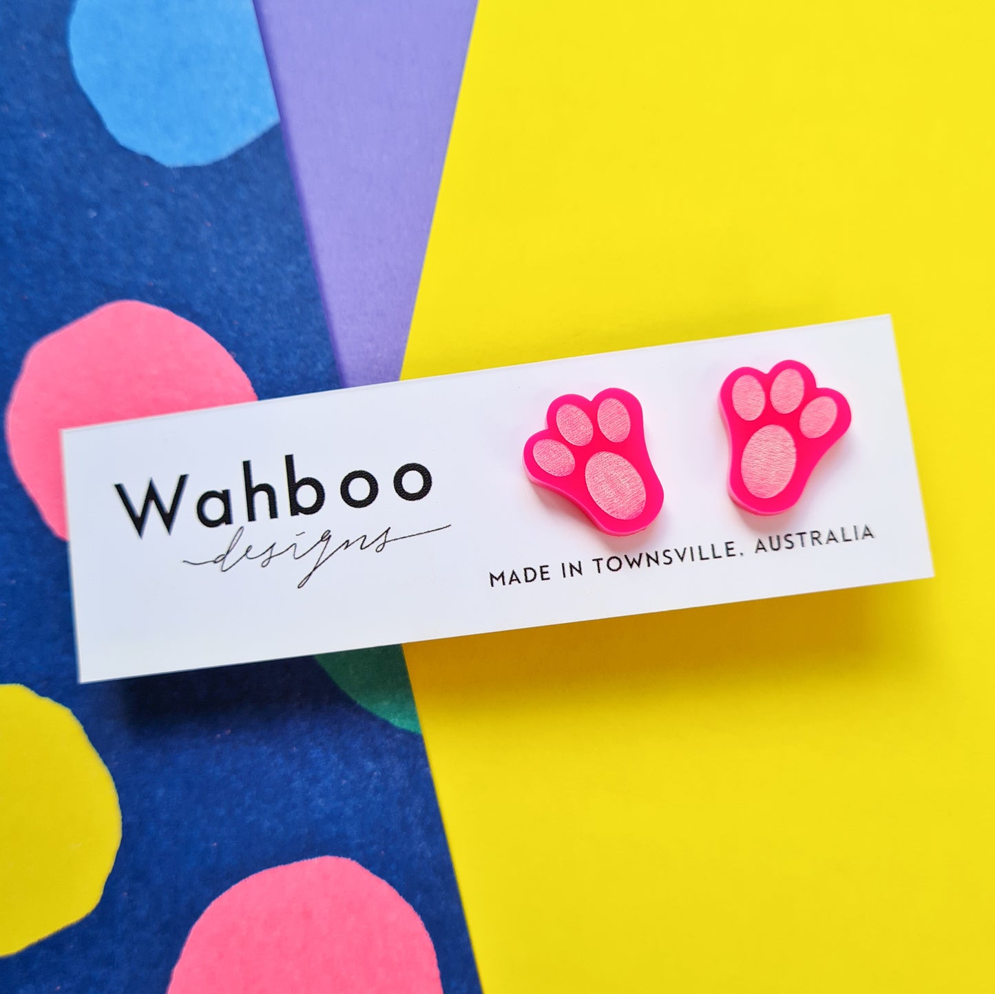 Easter Bunny Paw Print Stud Earrings