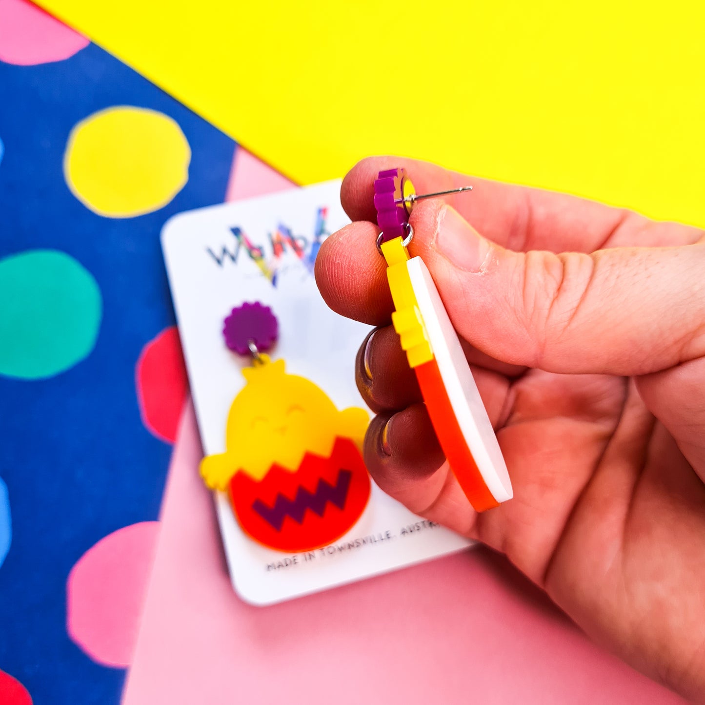 Easter Chick in an Egg Dangle Earrings