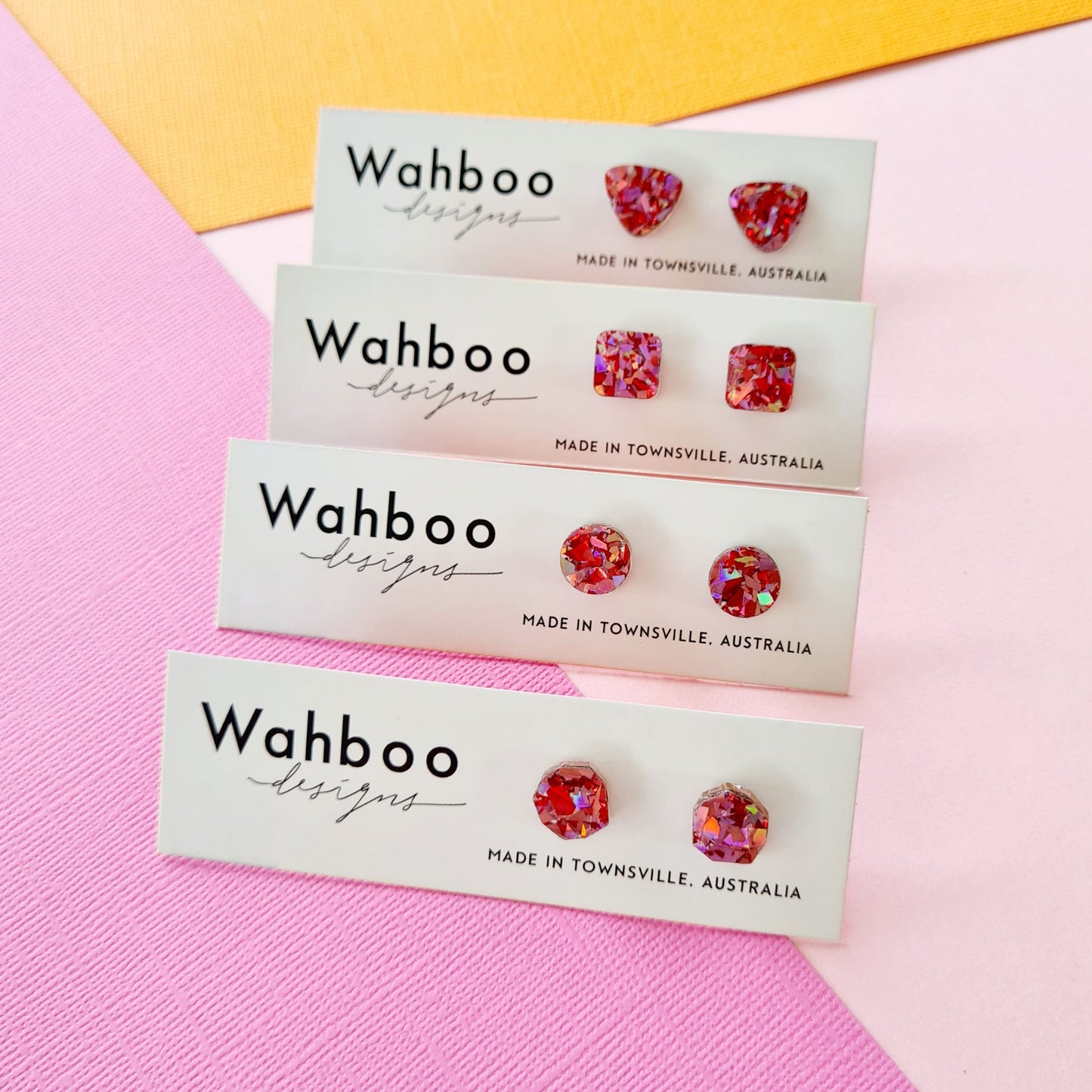 Red & Pink Confetti Collection Stud Earrings