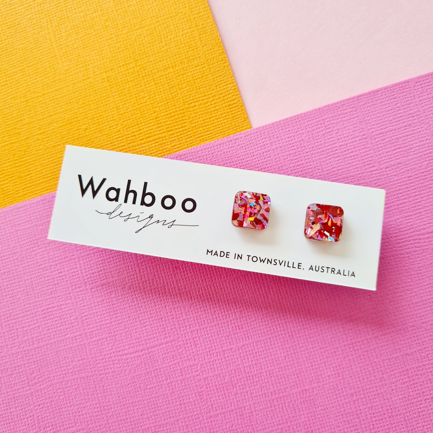 Red & Pink Confetti Collection Stud Earrings