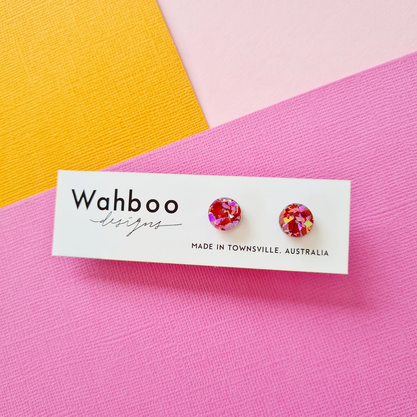 Red & Pink Confetti Collection Stud Earrings