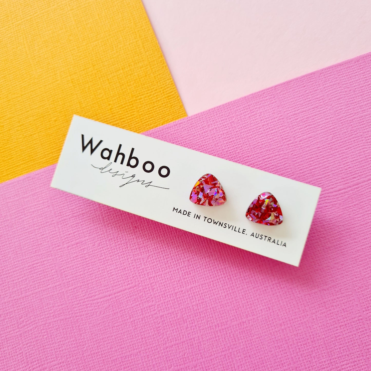 Red & Pink Confetti Collection Stud Earrings