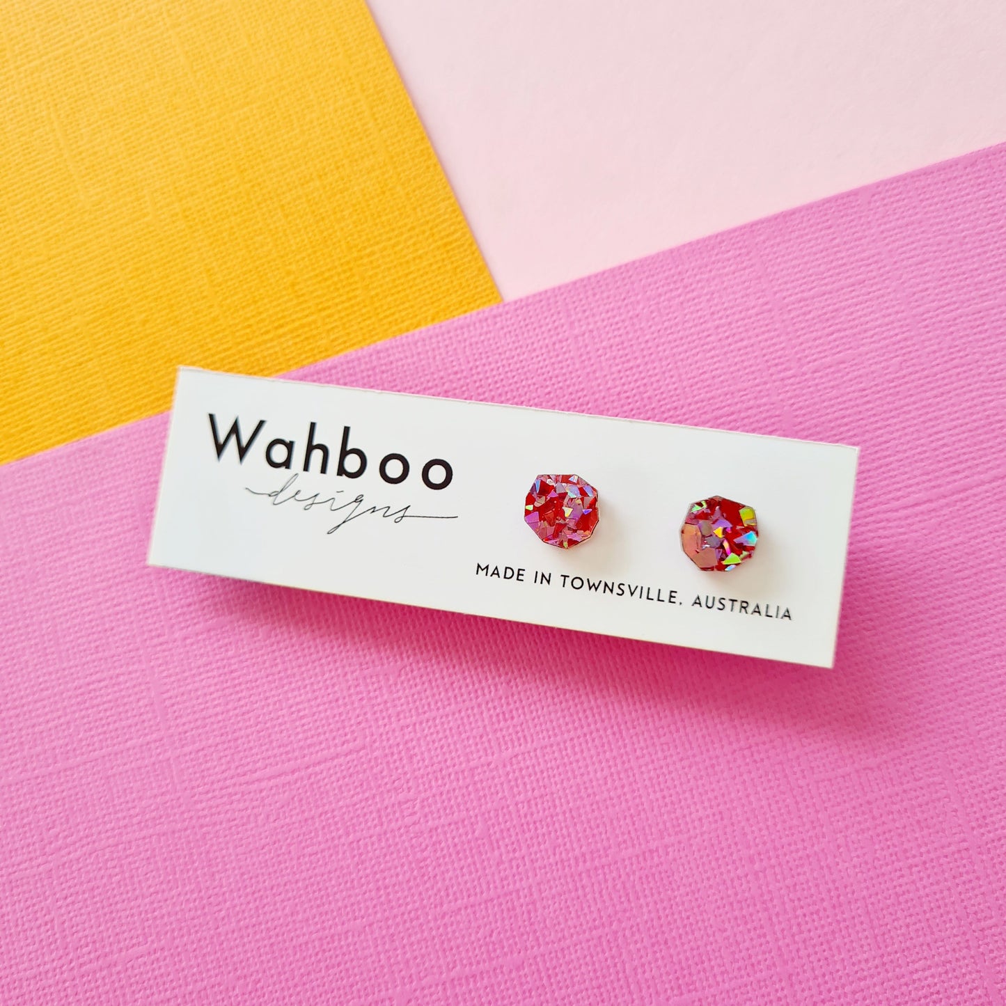 Red & Pink Confetti Collection Stud Earrings