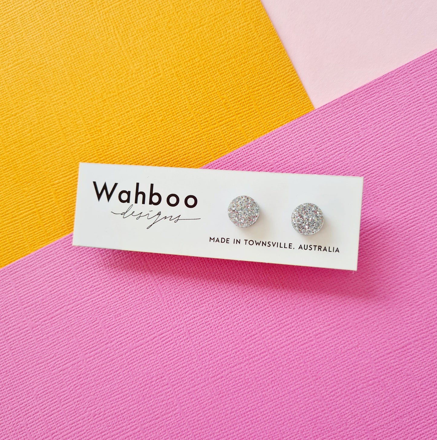 Silver Glitter Collection Stud Earrings