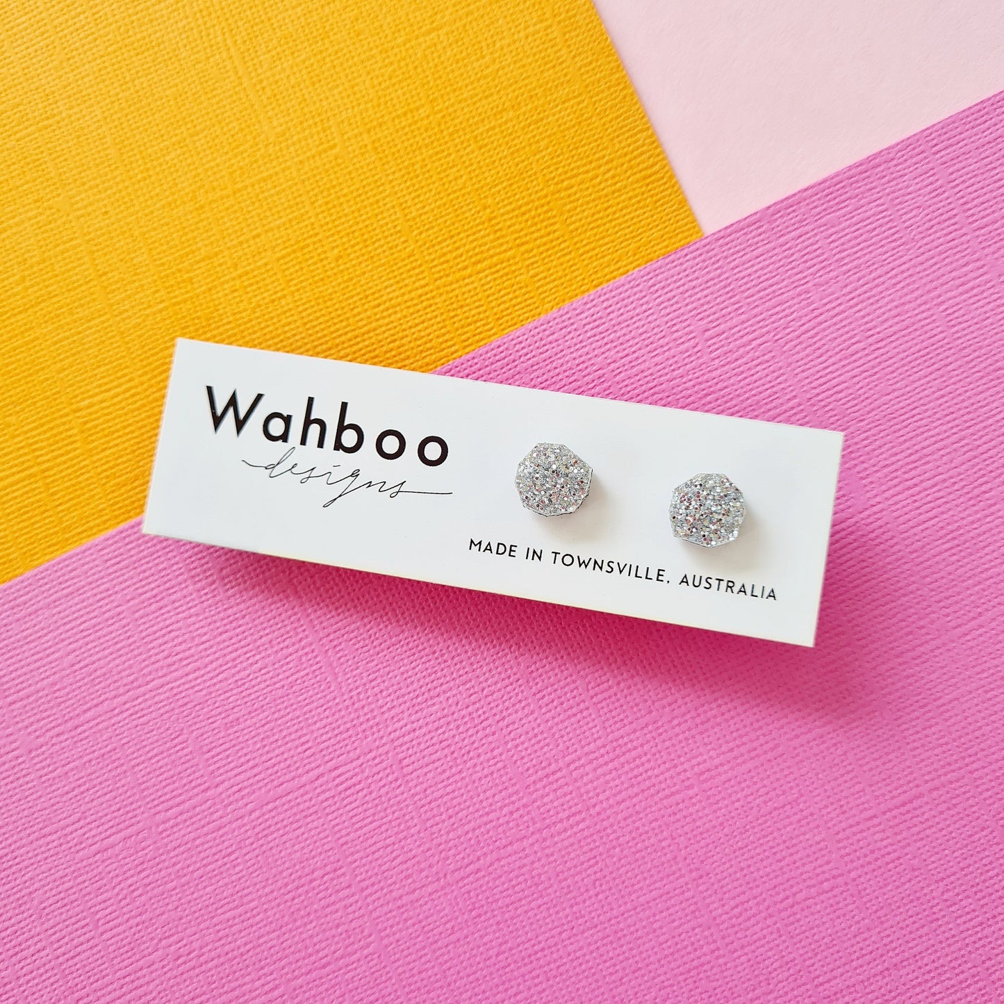 Silver Glitter Collection Stud Earrings