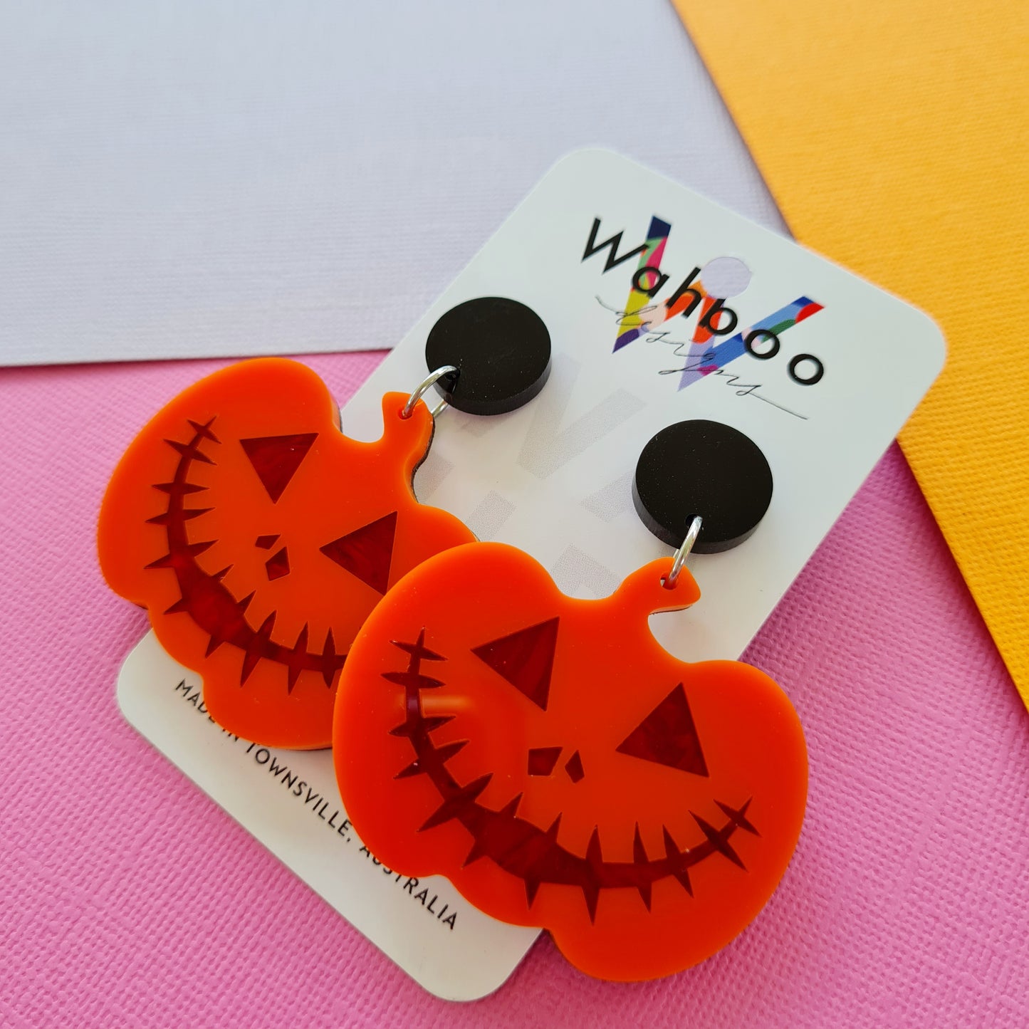 Halloween Pumpkin Jack-O-Lantern Dangle Earrings