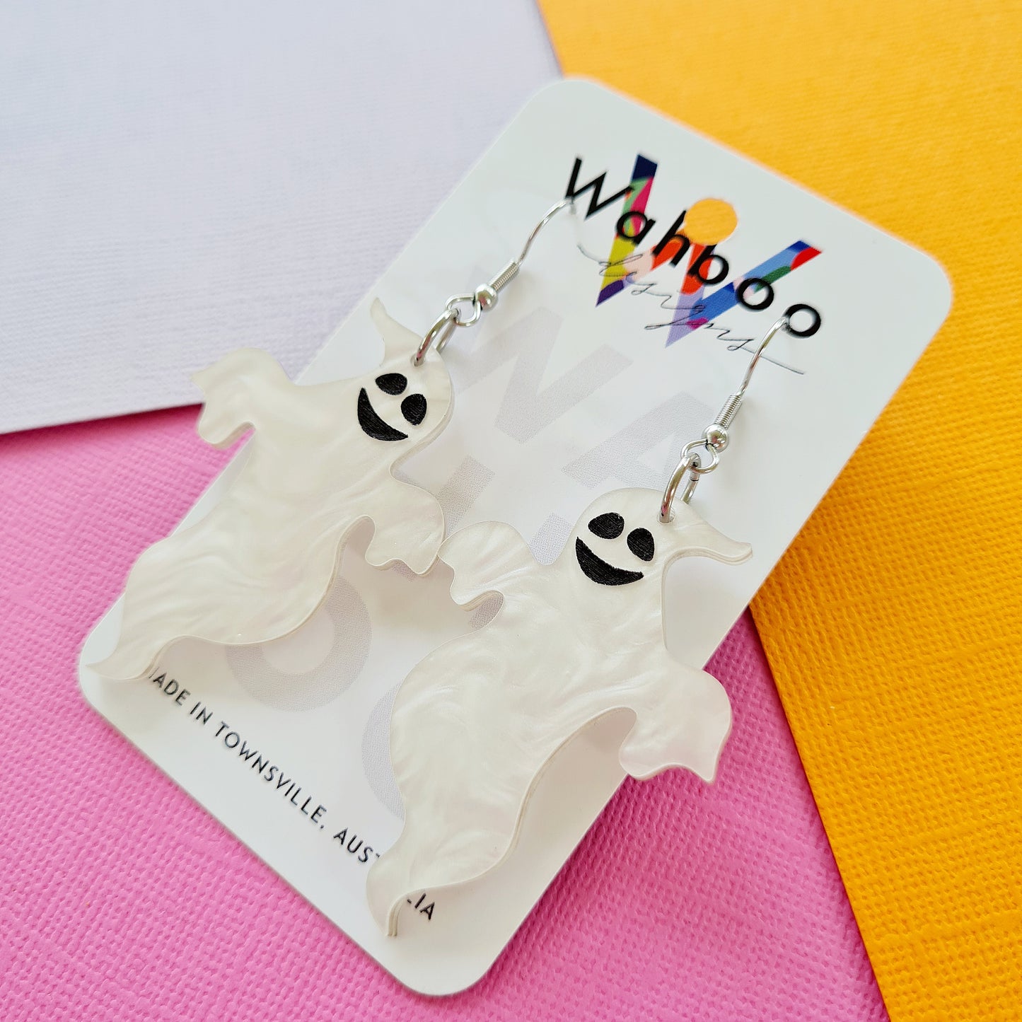 Halloween Smiley Ghost Dangle Earrings
