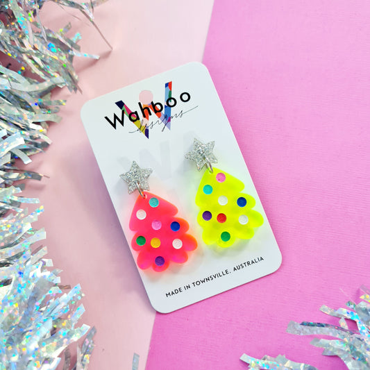 Christmas Dotty Tree Dangle Earrings