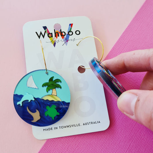 Ocean Scene Dangle Earrings