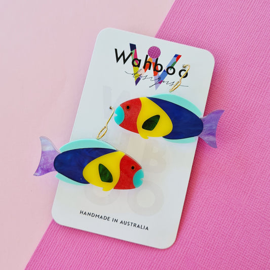 Tropical Parrot Fish Dangle Earrings