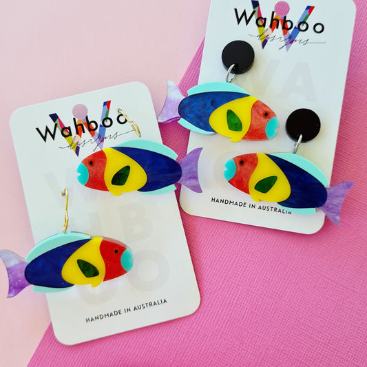 Tropical Parrot Fish Dangle Earrings