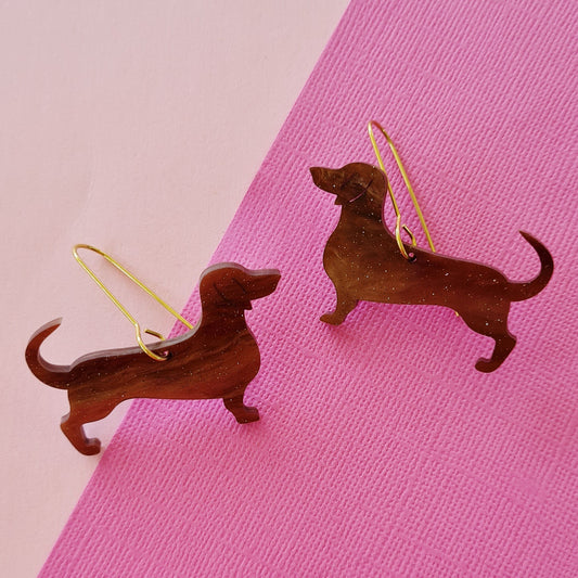 Dachshund Dog Dangle Earrings
