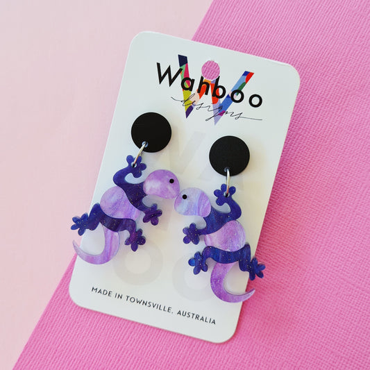 Gecko Goanna Lizard Dangle Earrings