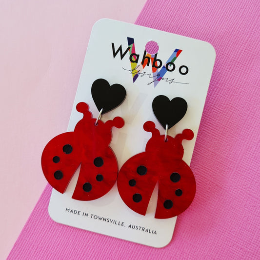 Ladybird Bug Dangle Earrings