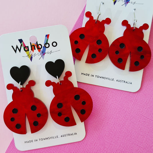 Ladybird Bug Dangle Earrings