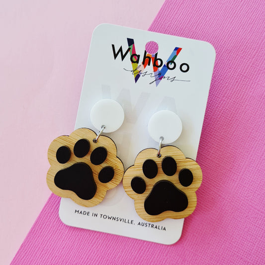 Cat and Dog Paw Dangle Earrings