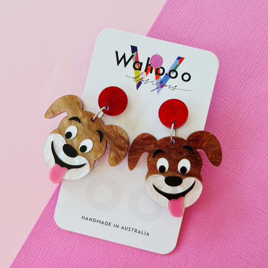 Happy Dog Dangle Earrings