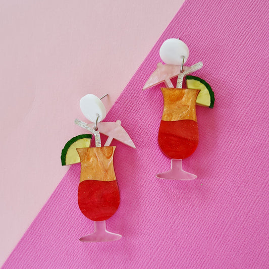 Tequila Sunrise Cocktail Dangle Earrings